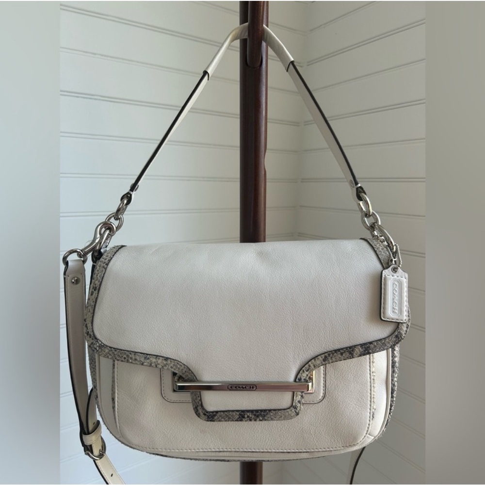 🌺 happy Mother’s Day EUC COACH TAYLOR MIXED EXOTIC FLAP SHOULDER BAG - Picture 3 of 10